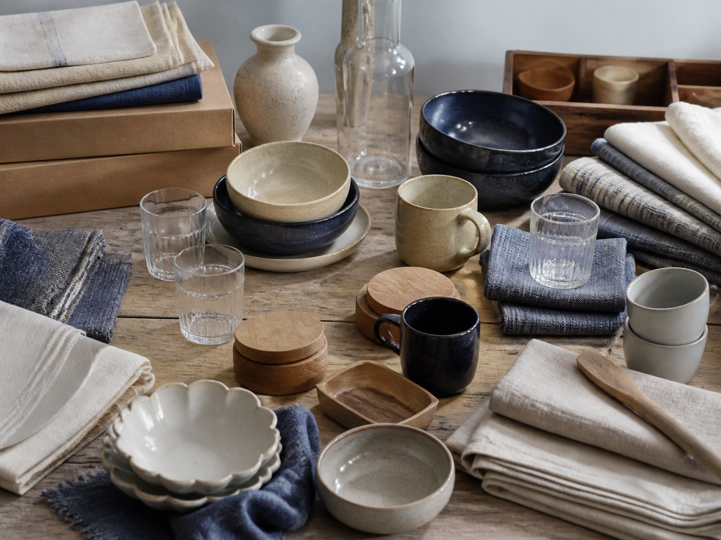 Ordnet lagerområde med neutrale varer klar til engroshandel